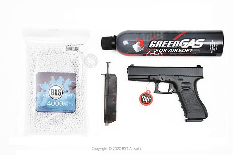 RST紅星-新手包 Bell G17 克拉克 瓦斯手槍+恐龍瓦斯+BB彈+填彈器+槍盒 標配版 24RST-BEL721