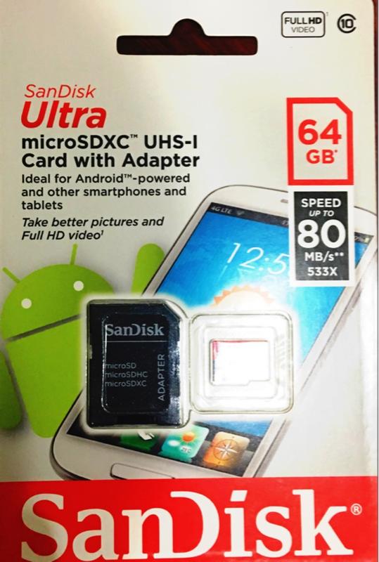 SanDisk Ultra microSD UHS-I 64GB  記憶卡-(公司貨) 80MB/s
