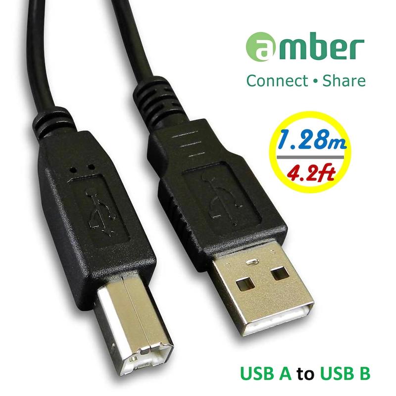 【免運】 amber USB印表機/事務機傳輸線材_3N無氧銅(OFC) USB-A公x USB B-公_1.28公尺