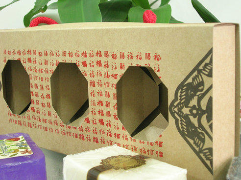 牛皮紙盒-三入抽屜盒-8號(百福)平安納福手工皂3入禮盒包裝手工皂提盒手工皂抽屜盒手工皂包裝盒 