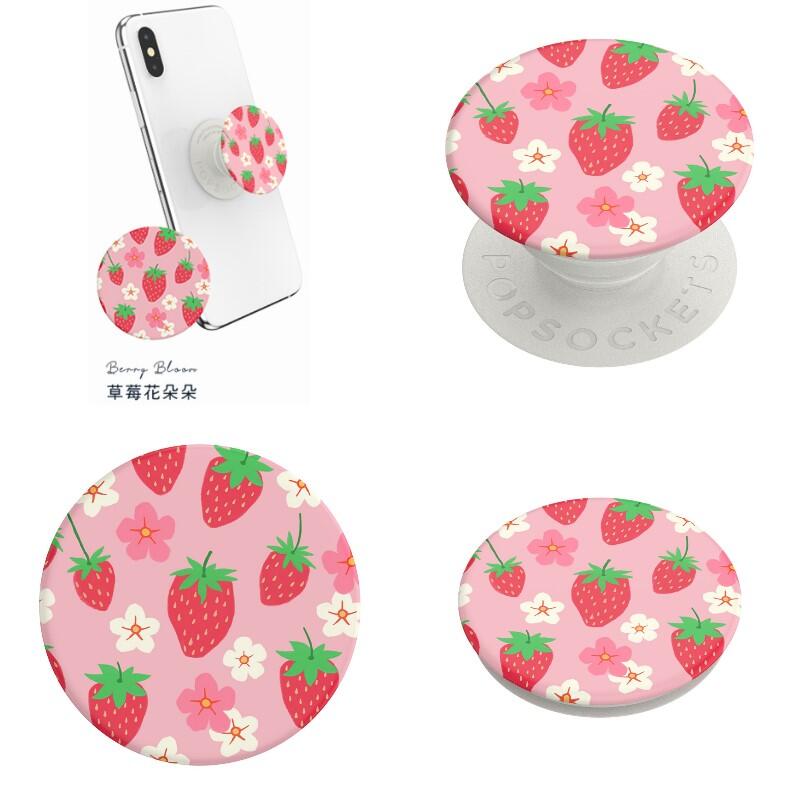 美國原裝正品【PopSockets 泡泡騷二代 PopGrip】手機支架 - 草莓花朵朵 黑白格 Emoji