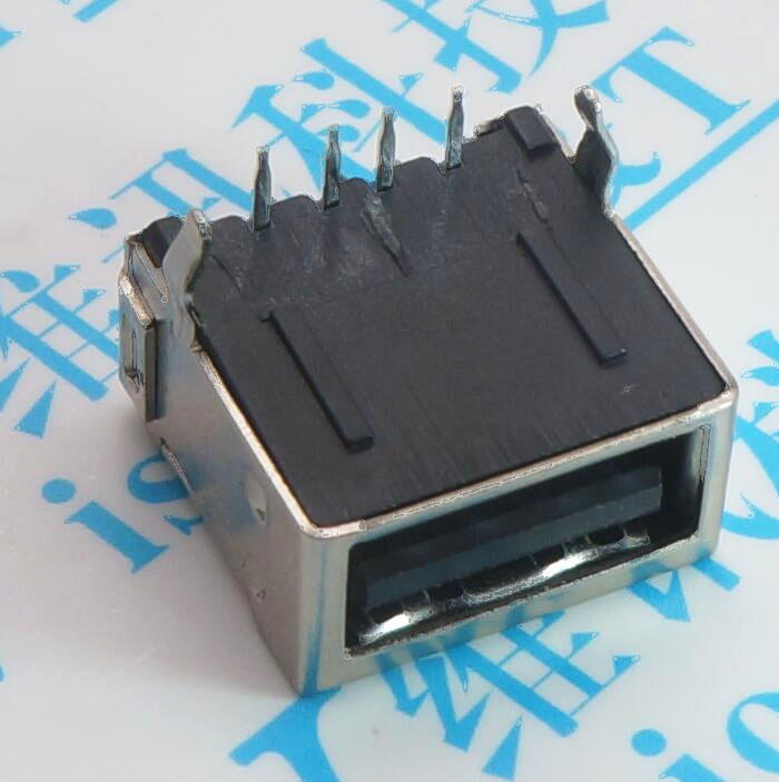 A母 USB 插座 母座 AF A母 90度 單層 全包 黑膠 177-01228
