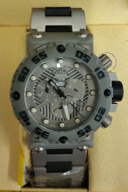 展示品 Invicta 0657 Subaqua Swiss Made Nitro Chronograph Date Grey Bracelet Mens Watch 男錶 232672323094 