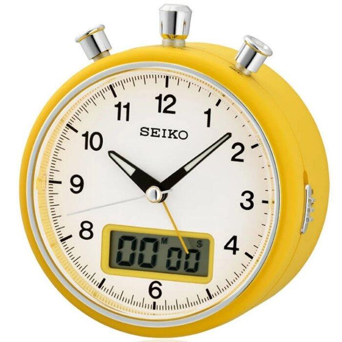 嚴選時計屋【SEIKO】日本 精工 SEIKO 計時碼錶 燈光 靜音 時鐘 鬧鐘 QHE114E QHE114