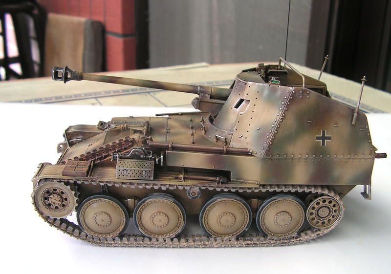 (全手工完成品/已售出)二戰德軍 黃鼠狼自走砲戰車(MARDER III)M型1944年[改造光影迷彩粉彩塗裝等1/35