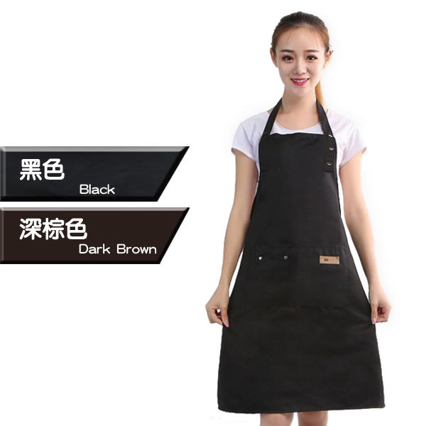 電繡 LOGO 韓版 簡約 圍裙 金屬扣 繡字 綁帶 廚房 烘焙 咖啡 工作圍裙 素色圍裙 北歐 日式 韓國