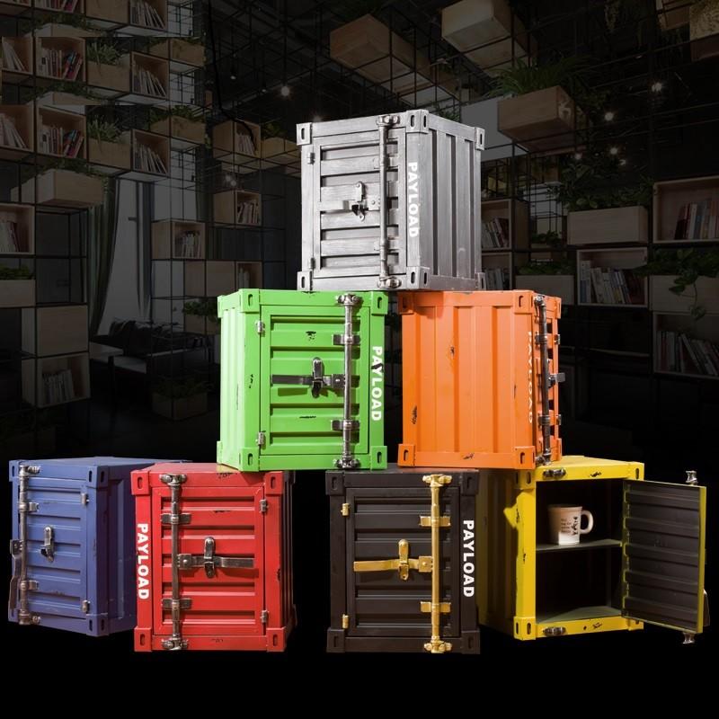 LOFT 工業風復古做舊貨櫃鐵櫃、貨櫃置物櫃、儲物櫃、收納櫃、創意床頭櫃、貨櫃櫃子個性