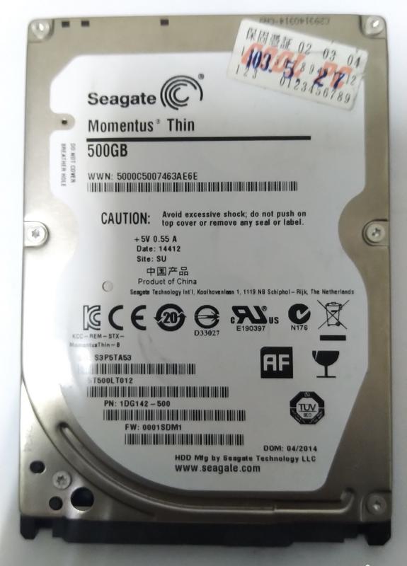 【賣可小舖 】筆電硬碟seagate 2.5" 500G  7mm  檢測無壞軌 無異音