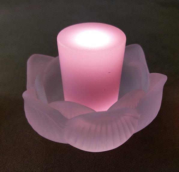 玻璃蓮花+ 薇豐充電式LED蠟燭燈 (禮佛專用!)
