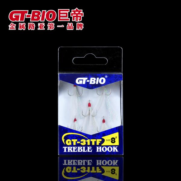 【GT-BIO巨帝】GT-31TF羽毛三本鉤路亞亮片釣魚配件羽毛鉤釣魚鉤
