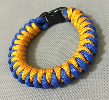 『Paracord mix』 蛇結 傘繩手環 塑膠插扣款 藍+向日葵黃
