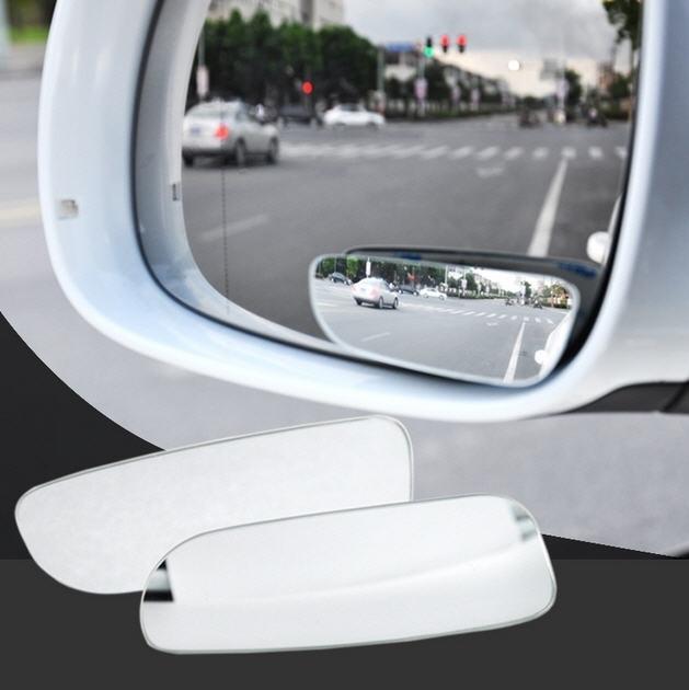 全新無邊框 汽車超大視野廣角鏡 倒車鏡 高清防爆玻璃 長型鏡 360度旋轉 可調角度 長型輔助鏡(2入)