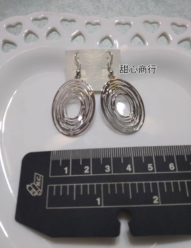 銀色 多圈造型 銅片 垂墬 耳勾式 耳環 (甜心商行)