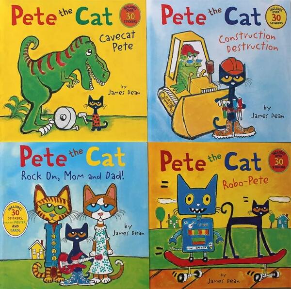 【現貨/送mp3】吳敏蘭 I can read 皮特貓 Pete the cat 4冊 英文繪本 故事貼紙書