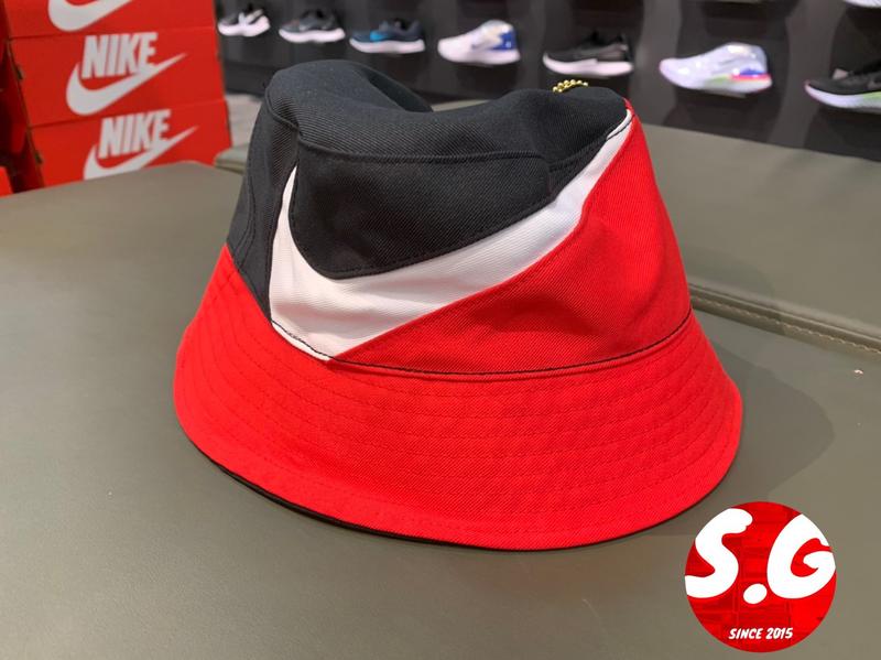S.G Nike NSW Bucket Swoosh Cap 紅黑 雙面 大勾 遮陽帽 漁夫帽 CI3616-011