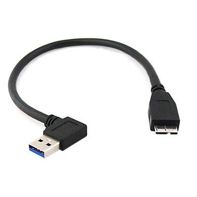 U3-023 USB 3.0 A公 右彎 對 Micro USB 移動硬盤 數據線 20cm