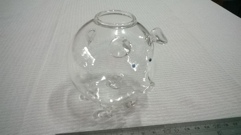 玻璃豬造型 小花瓶花器魚缸