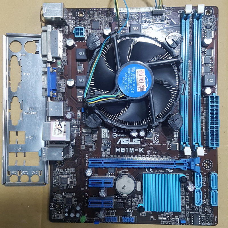 華碩H61M-K主機板+Core i3-2100處理器+4G DDR3 記憶體、含風扇與後擋板【 自取佛心價1199 】