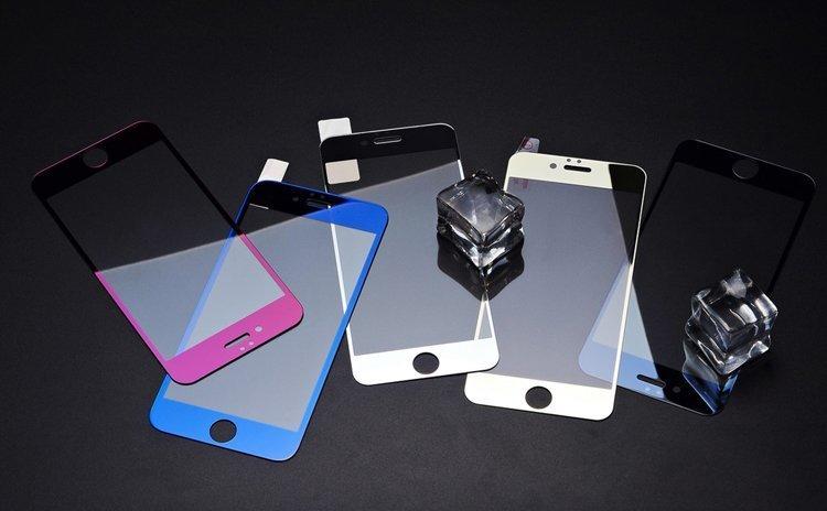 iphone6​​  5s彩色電鍍鋼化膜前膜5.5寸鏡面i6手機貼膜