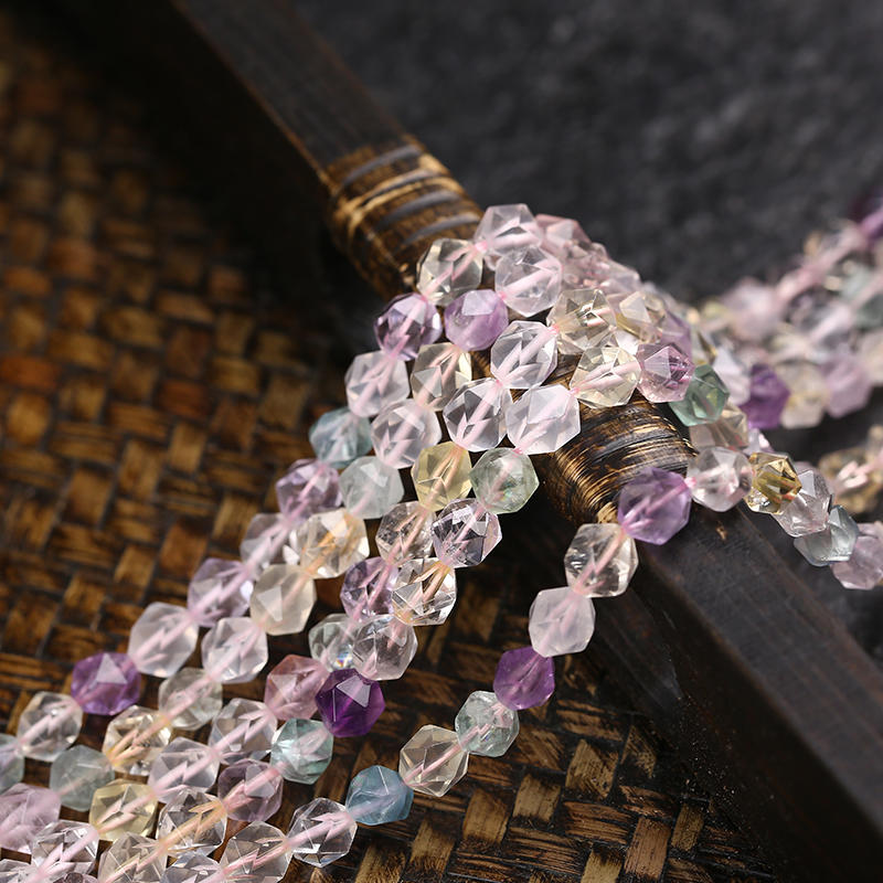 DIY串珠飾品材料~不規則切面彩螢石2-3mm(5個價格)費可合併請詢問