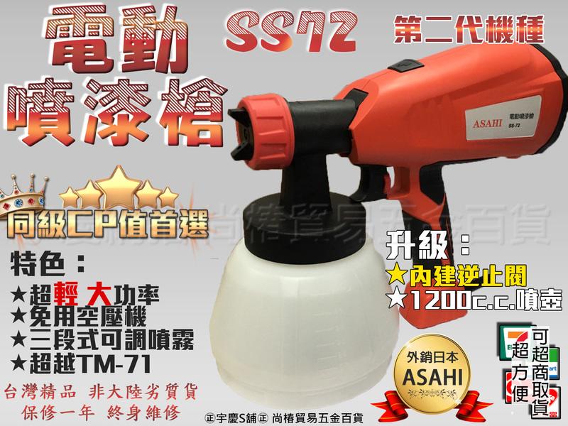 可刷卡分期2018最新日本ASAHI 第二代雙噴頭SS72 電動噴槍 水泥漆 油漆 電動噴漆槍 噴漆超越TM-71