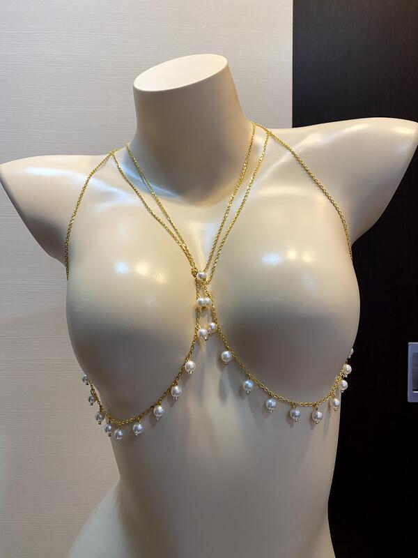 SM情趣配件 綑綁裸胸露乳調教造型金屬鍊內衣 2色 AFD4212