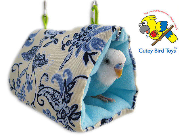 Cutey Bird "自做自售" 寶貝鳥小型三角 保暖 帳篷 吊床 睡窩 Bird Hut #S007 青花瓷版