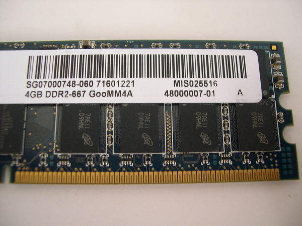 奇夢達 MT 美光 4G伺服器用 DDR2 667 4G ECC REG 雙面 三重自取1支150元