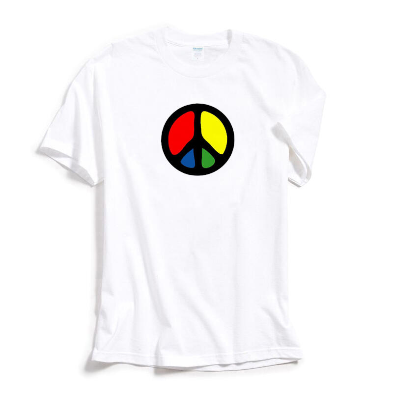 PEACE 60s 短袖T恤 白色 歐美潮牌簡單時尚60年代普普藝術世界和平