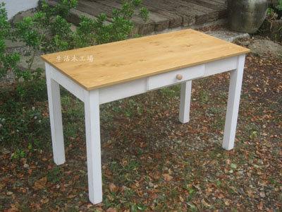 生活木工場-A16雙色復古刷舊款實木桌/直式桌腳