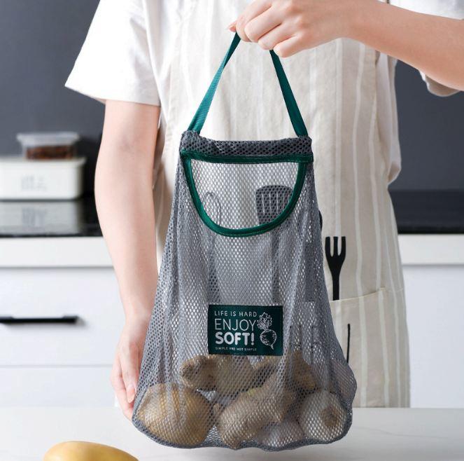 蔬果洋蔥收納網袋(綠)【SQ5580】多用途創意水果壁掛袋可掛式洋蔥廚房收納掛袋 洋蔥 大蒜掛袋 多功能可拎分類整理袋