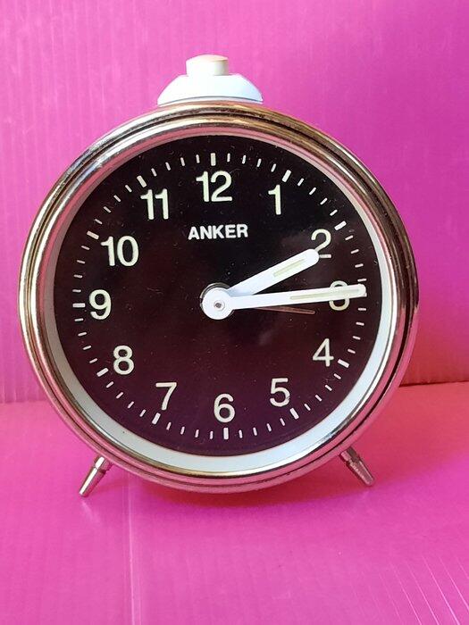 【9成新】早期古董鬧鐘 ANKER 德國 發條鬧鐘 機械鬧鐘 桌上鬧鐘 不銹鋼亮面金屬殼