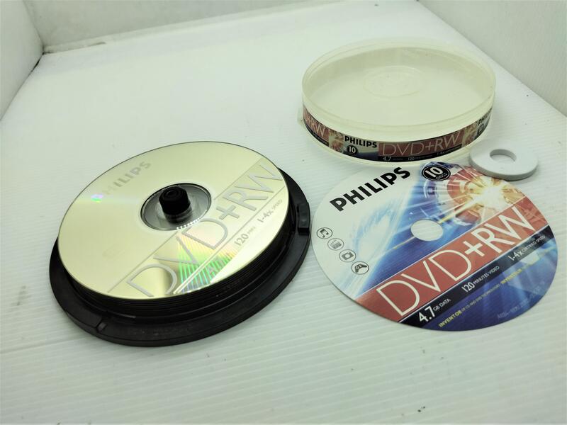 二手PHILIPS 飛利浦4.7CB  4X DVD+ RW燒錄片 10入 空白光碟