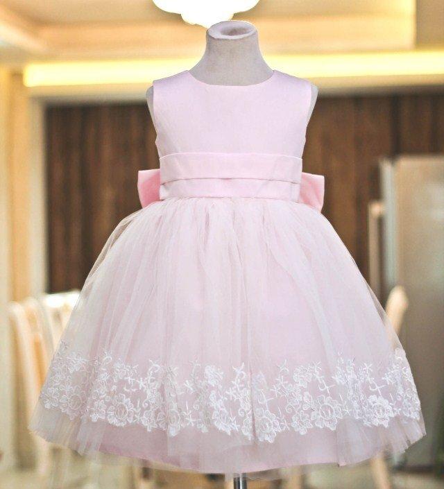女童氣質粉色蕾絲蓬蓬紗裙小禮服週歲禮服公主裙花童洋裝/現貨MT008P