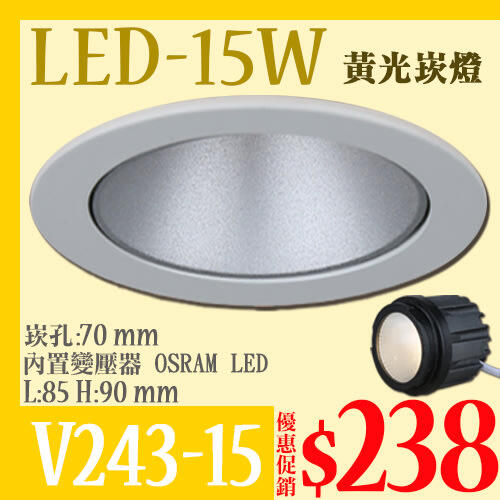 【基礎二館】(WUV243-15)LED COB 15W 模組型聚光 崁燈7公分 櫥窗櫥櫃 洗牆燈,商業