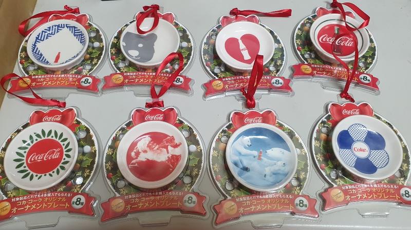 2019日本可口可樂迷你陶瓷盤聖誕吊飾，8款一起賣，免運