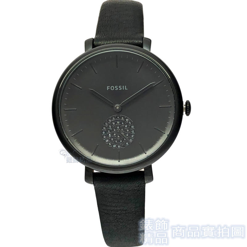 FOSSIL手錶 ES4490 黑 晶鑽獨立小秒針 皮帶 女錶 31mm【錶飾精品】