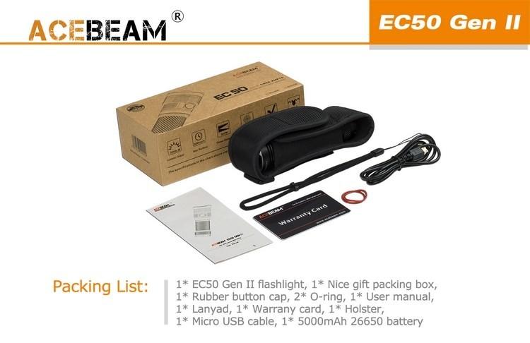 【鳳山手電網】ACEBEAM EC50 GEN II 3000流明手電筒 原廠鋰電 XHP70 贈2顆松下電池