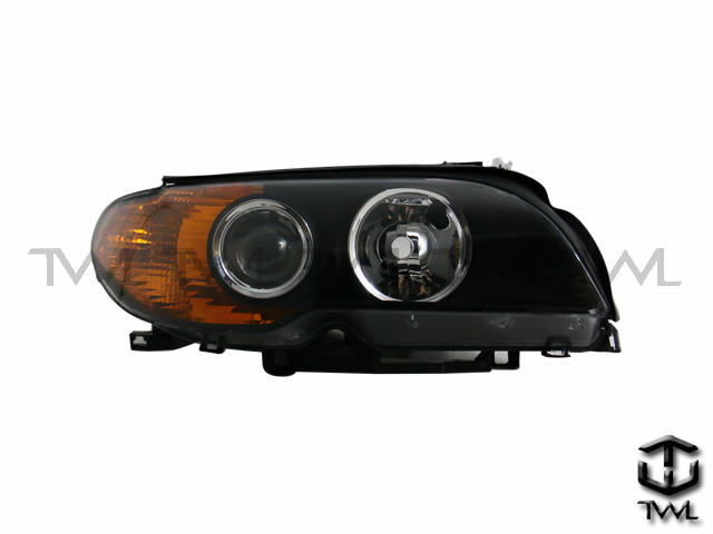 《※台灣之光※》全新BMW E46 2D 2門03 04 05 06年HID黑底魚眼投射黃色反光大燈頭燈