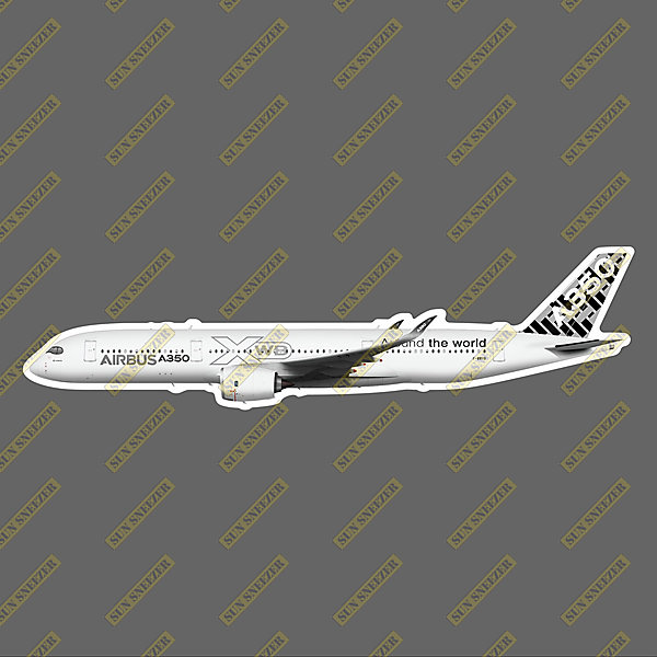 空中巴士 碳纖維  Around the world A350 擬真民航機貼紙 防水 尺寸165MM