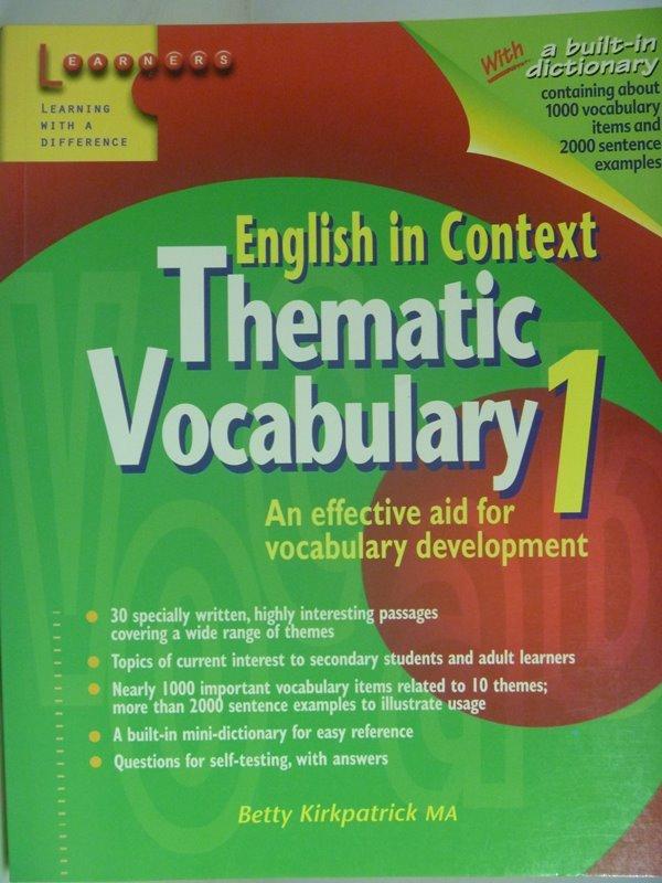 【月界二手書店2】English in Context：Thematic Vocabulary 1　〖語言學習〗ABQ