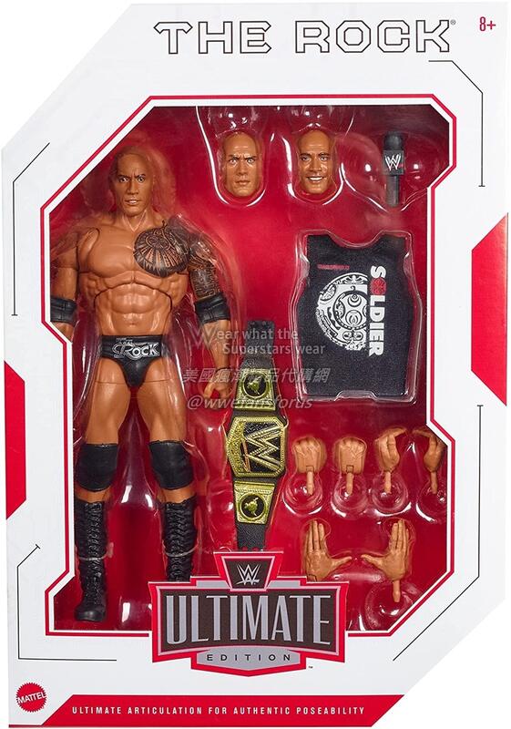 [美國瘋潮]正版WWE The Rock Ultimate Edition Elite 巨石強森刺青款終極限定精華版人偶