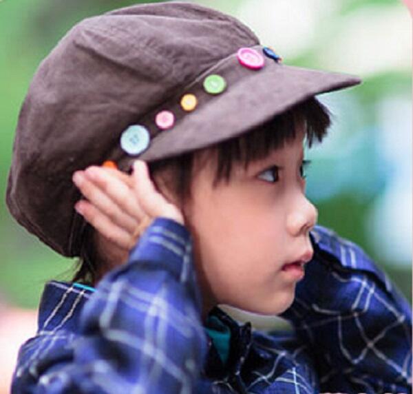 【Mini  Young】美國Gymboree 女童 絨布 扣子造型  鴨舌帽 遮陽帽 造型帽