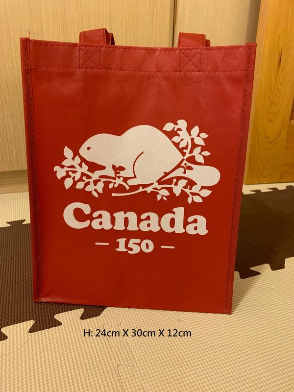 加拿大ROOTS 紅色 海獺(中) 購物袋/環保袋/防水袋/提袋