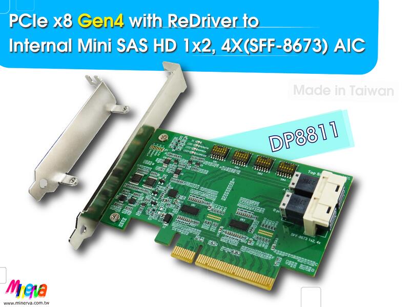 PCIe x8 Gen4 with ReDriver to SFF8673 8x(Mini SAS HD) AIC 露天市集 全台最