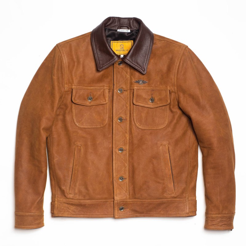 【Shangri-La】60年代改良牛外版型 重磅仿舊拼皮衣/Terracotta Western Jacket