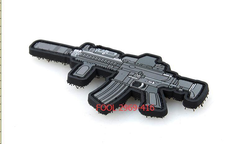 <FOOL>缺HK416 HK416C 瓦斯槍 玩具槍 造型 PVC Patch 塑膠 背章 臂章 背面魔鬼沾 2969