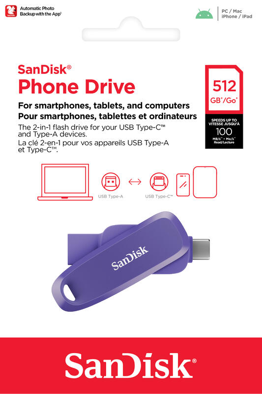 SanDisk 512GB Phone DriveTYPE C/A SDDDC6-512G 100MB/s 雙頭隨身碟 | 露天市集 | 全台 ...