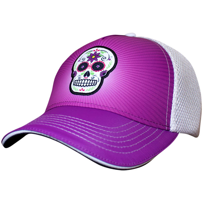騎跑泳者-汗淂運動帽 HEADSWEATS(全球領導品牌) 紫色糖骷髏(Sugar skull)軟網布卡車司機帽
