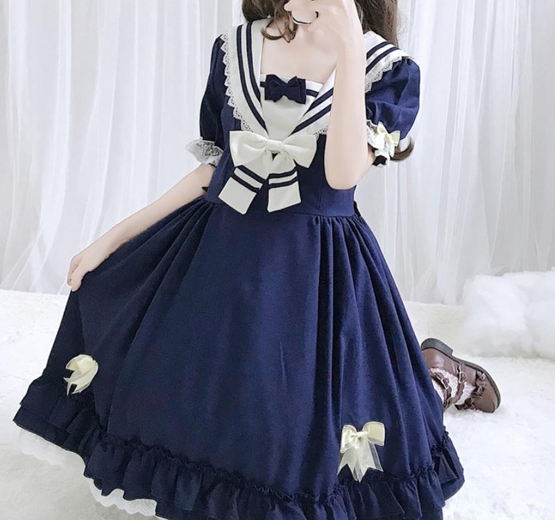 《免運費》日系萌妹蘿莉塔lolita可愛少女日常學生短袖洋裝cosplay